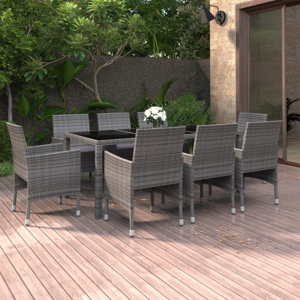 Juego de comedor para jardín 5 piezas negro