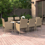 Juego de comedor de jardín 7 piezas marrón y negro