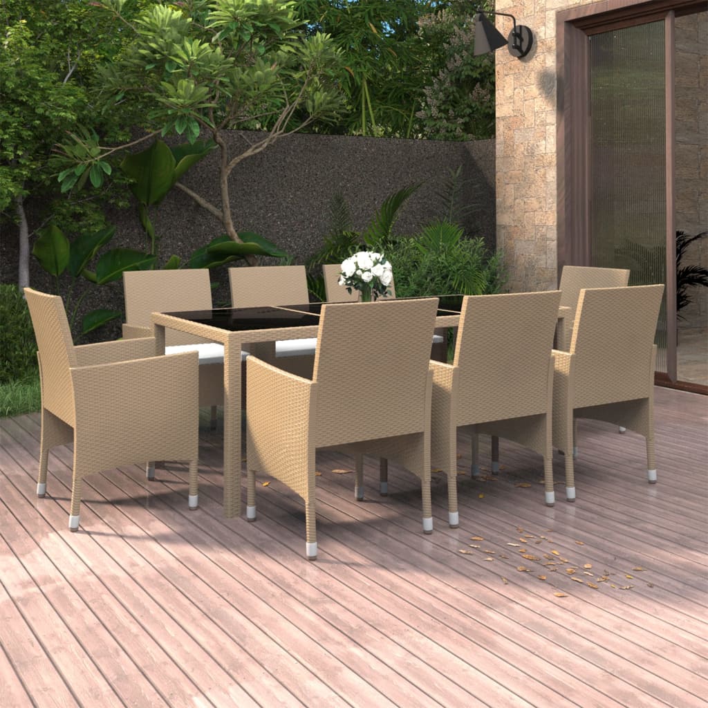 Juego de comedor de jardín 7 piezas marrón y negro