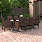 Juego de comedor de jardín 7 piezas marrón y negro