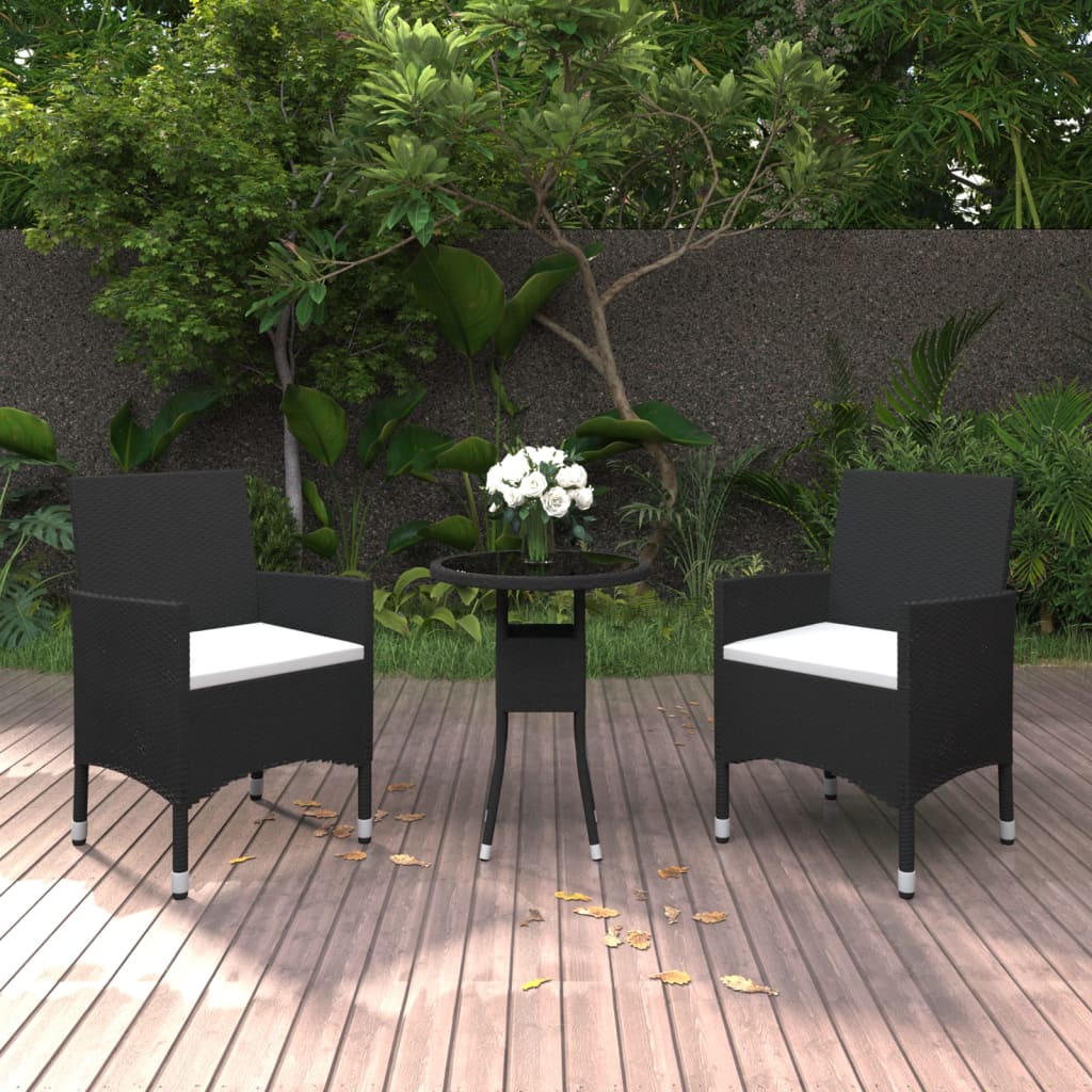 Conjunto de jantar de jardim 3 peças vime sintético cinzento