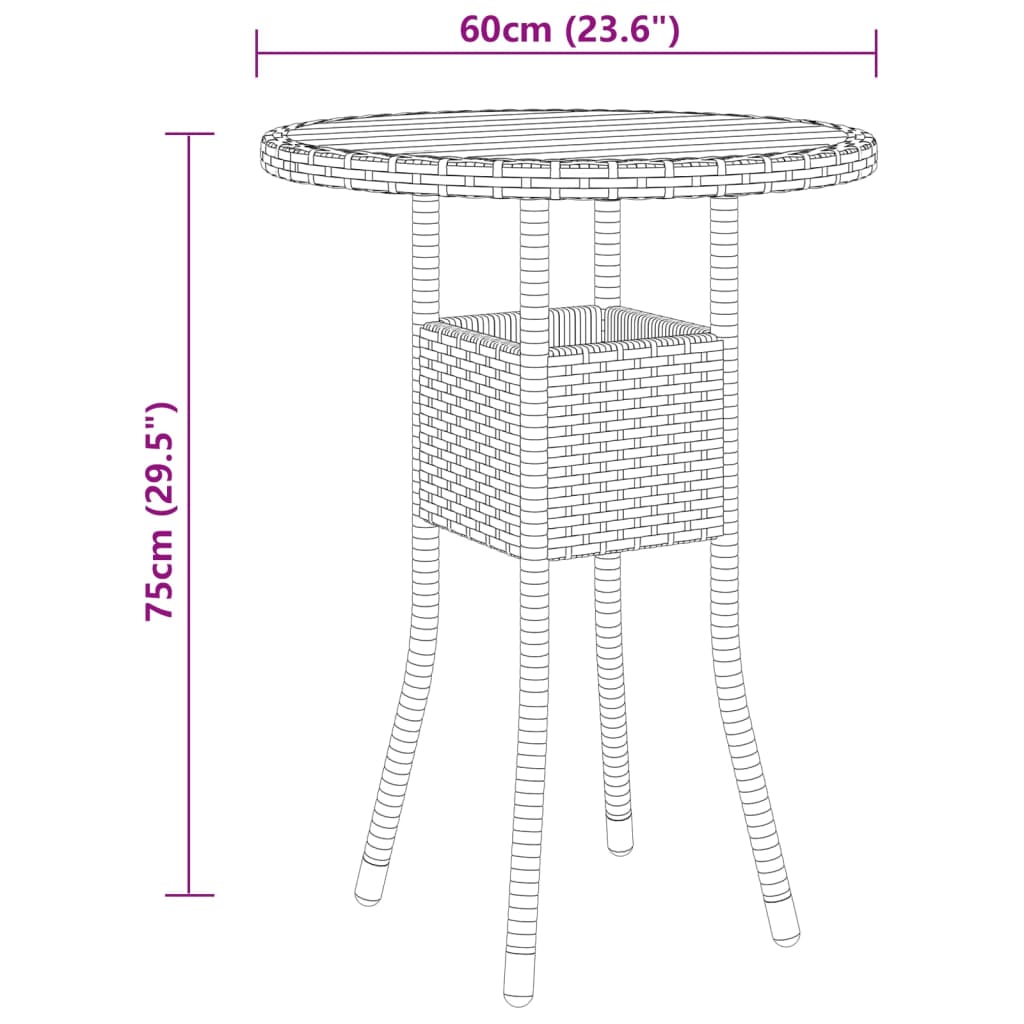 Juego de comedor para jardín 3 piezas ratán sintético negro
