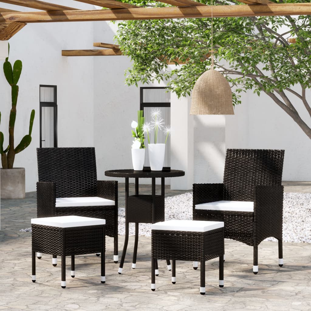 Conjunto de mobiliário de jardim 5 peças vime sintético cinzento