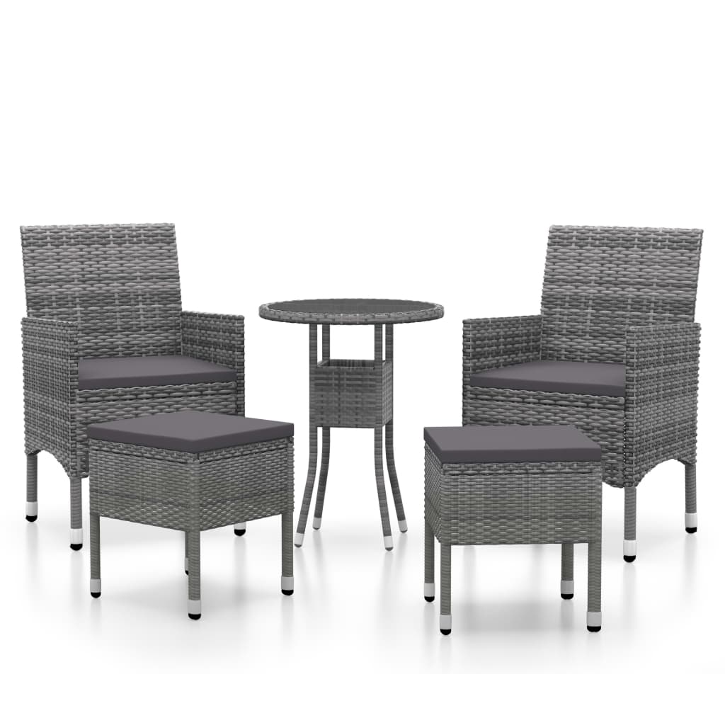 Juego de muebles de jardín 5 piezas ratán sintético gris