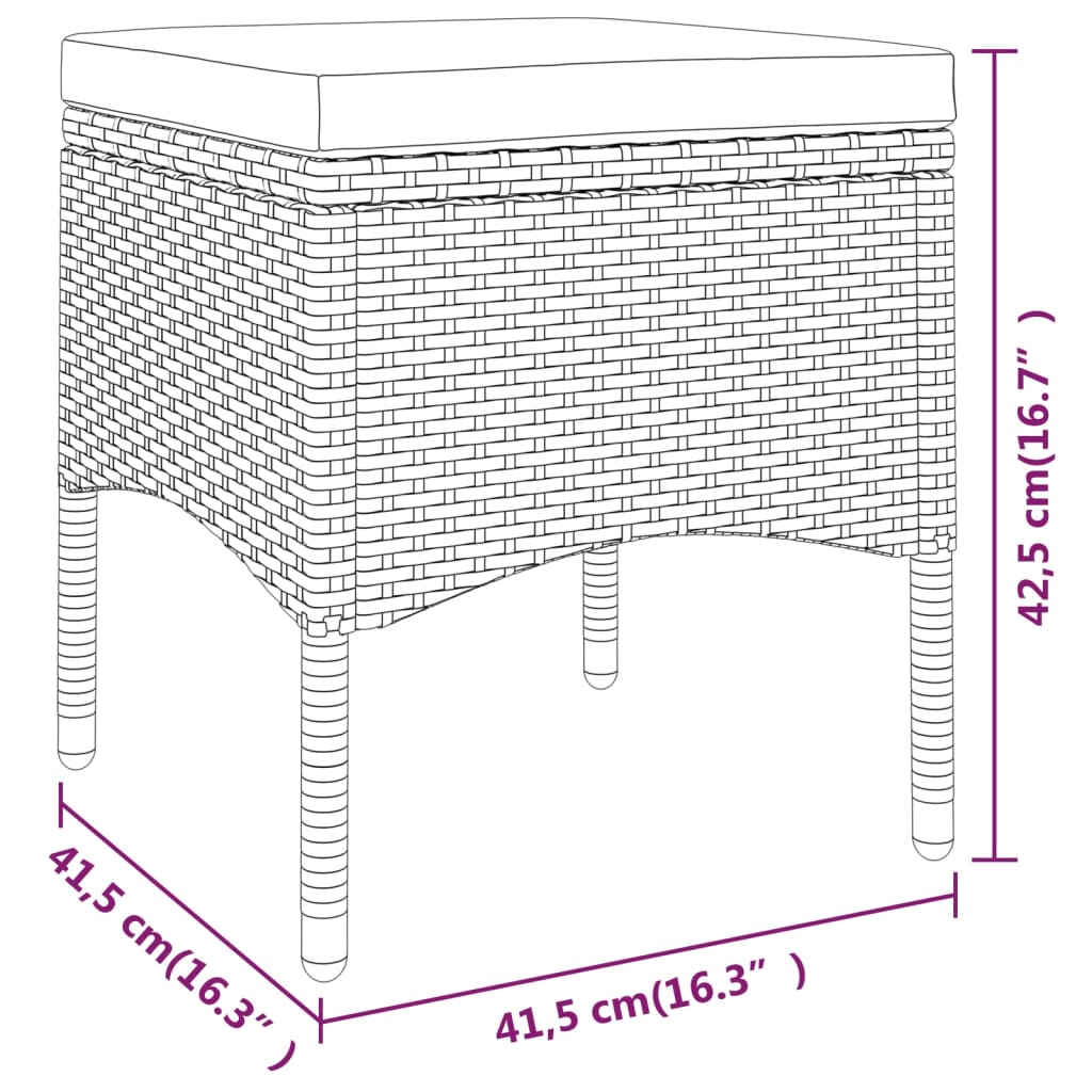 Juego de muebles de jardín 5 piezas ratán sintético gris