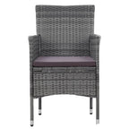 Juego comedor de jardín 3 piezas ratán sintético gris