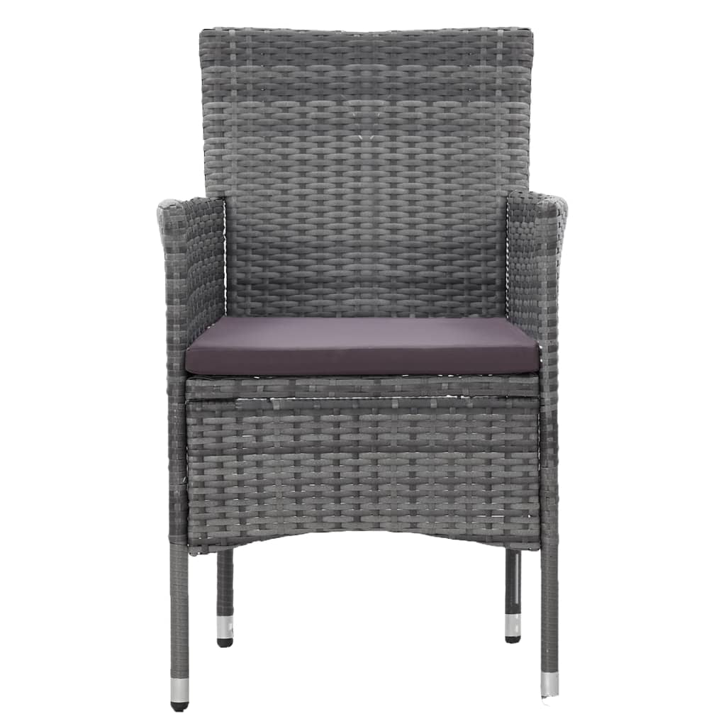 Juego comedor de jardín 3 piezas ratán sintético gris