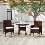 Juego comedor de jardín 3 piezas ratán sintético gris