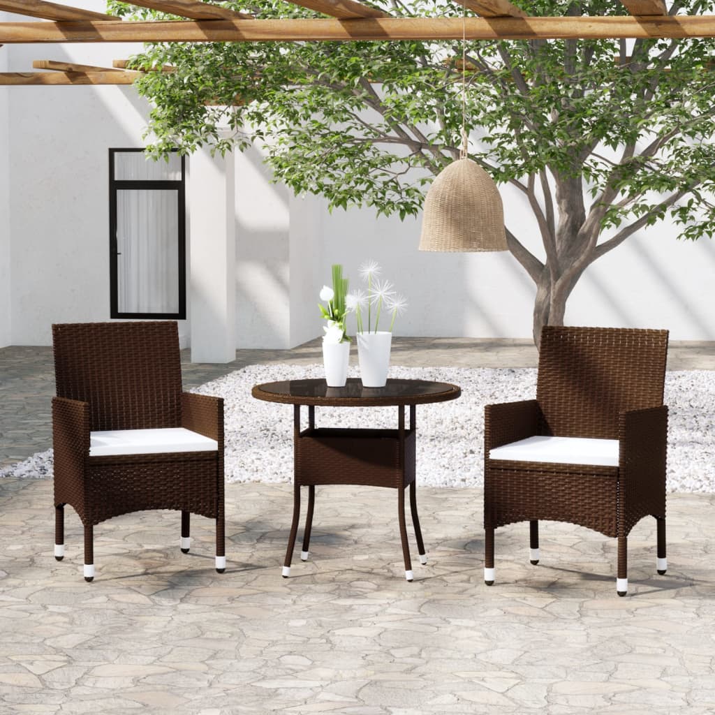 Juego comedor de jardín 3 piezas ratán sintético gris