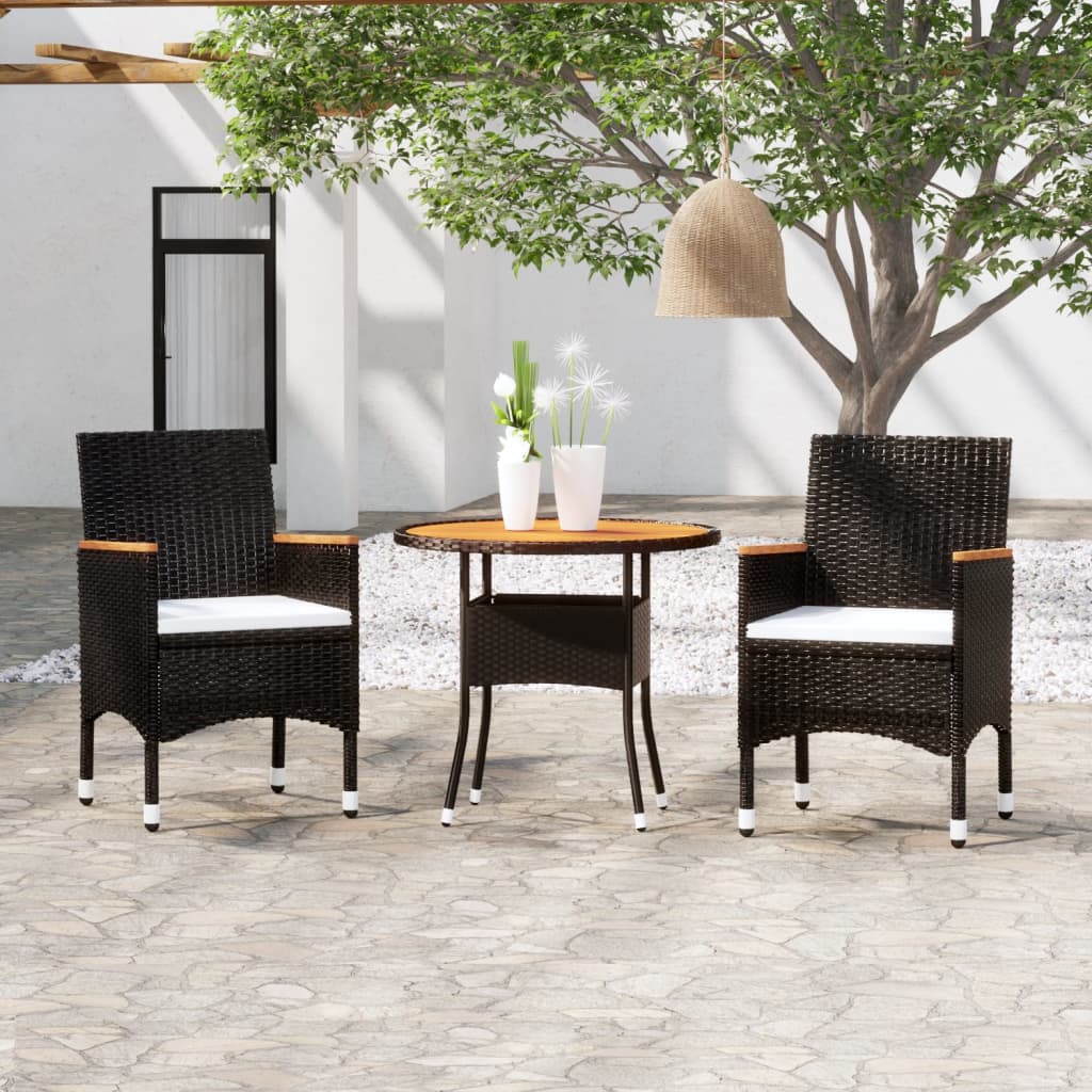 Juego comedor de jardín 3 piezas ratán sintético gris