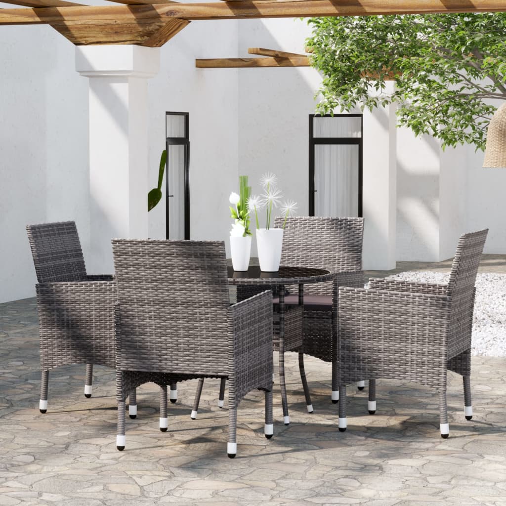 Juego comedor de jardín 3 piezas ratán sintético gris