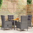 Juego comedor de jardín 3 piezas ratán sintético gris