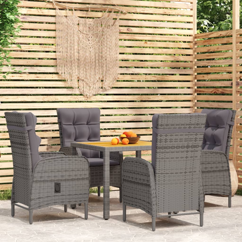 Juego comedor de jardín 3 piezas ratán sintético gris