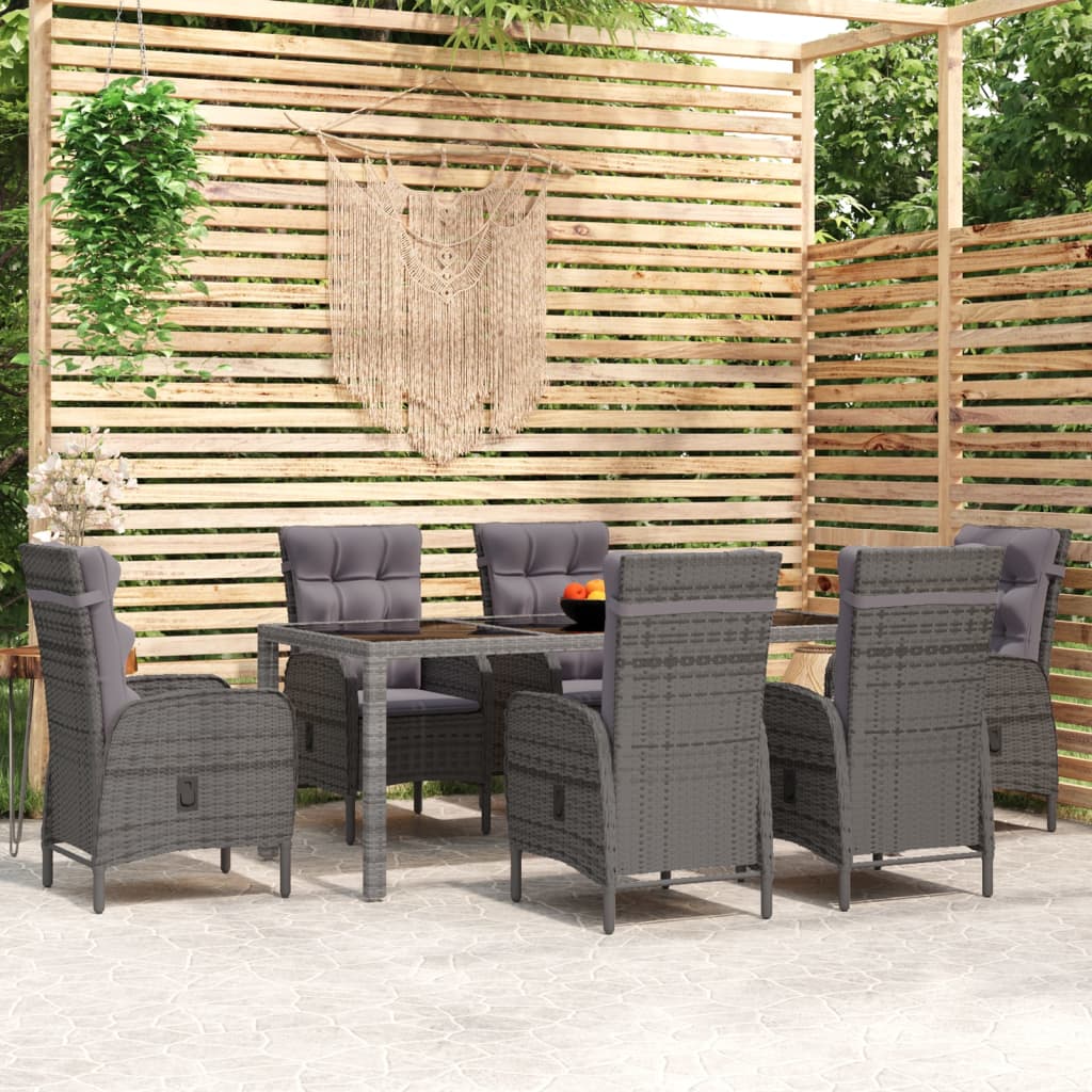 Juego comedor de jardín 3 piezas ratán sintético gris