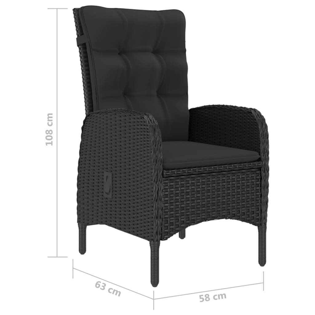 Comedor de jardín 5 pzas ratán sintético y madera acacia negro