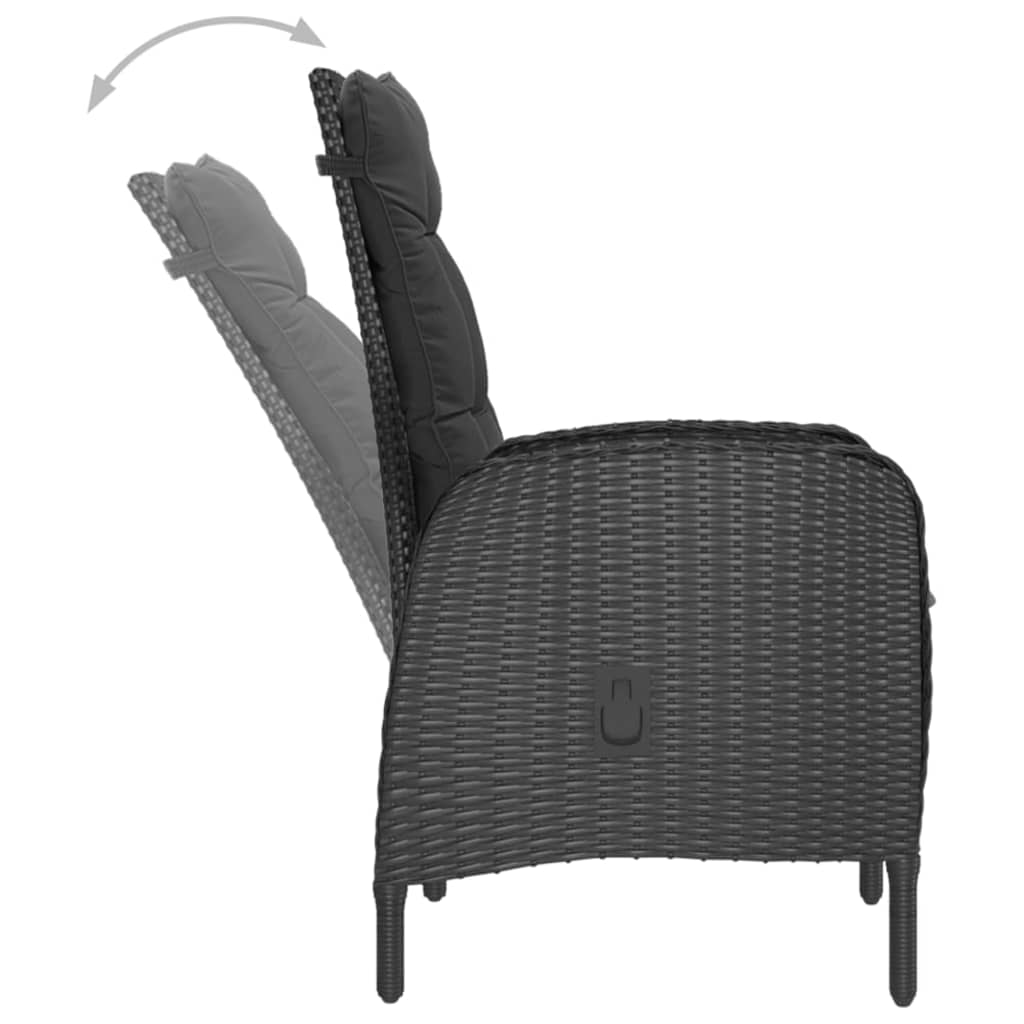 Comedor de jardín 5 pzas ratán sintético y madera acacia negro