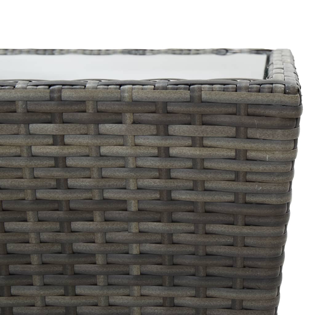 Mesa y sillas de jardín 3 piezas ratán sintético y vidrio gris