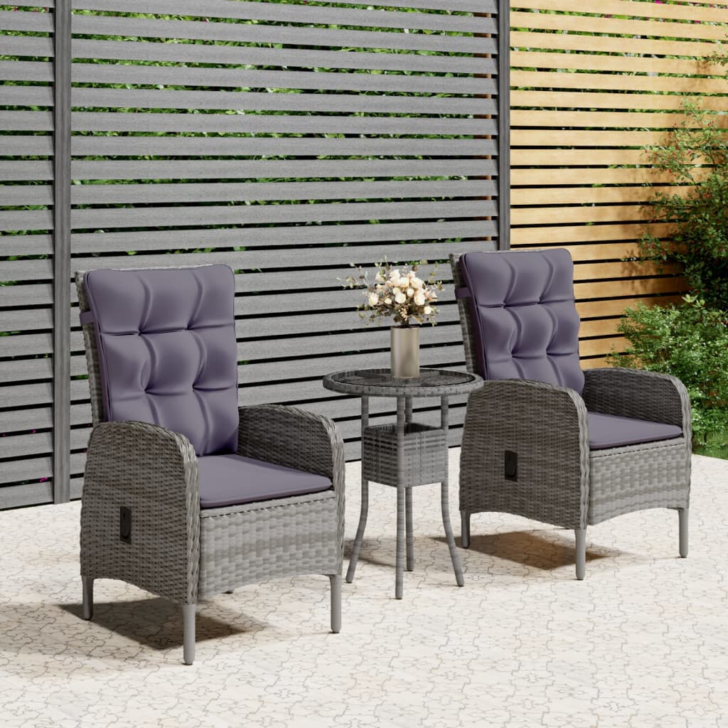 Conjunto de bistrô de jardim 5 peças vime sintético cinzento
