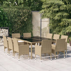 Juego comedor de jardín 3 piezas ratán sintético gris
