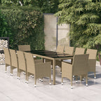 Juego comedor de jardín 3 piezas ratán sintético gris