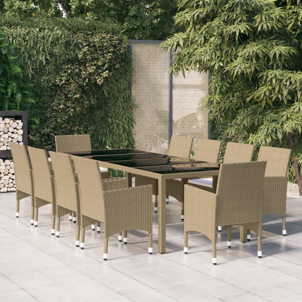 Juego comedor de jardín 3 piezas ratán sintético gris