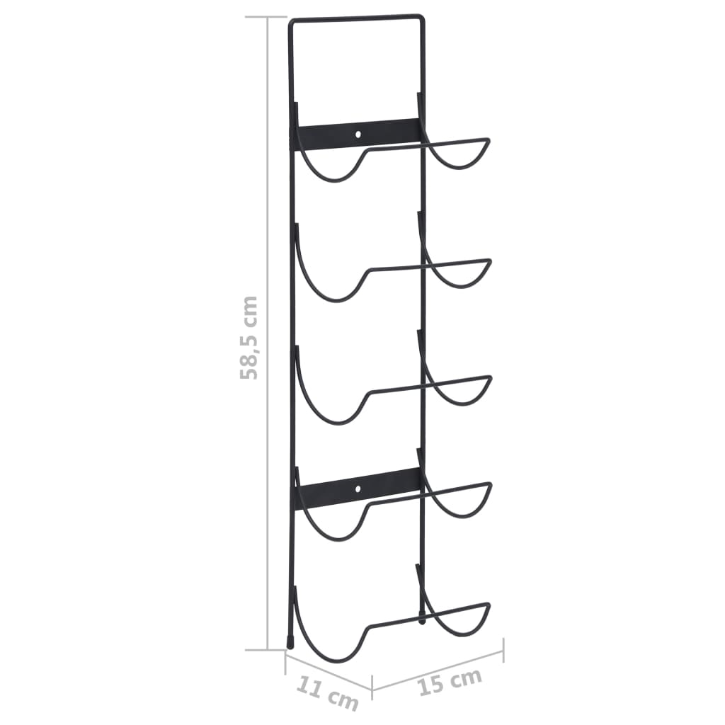 Botellero de pared para 5 botellas hierro negro