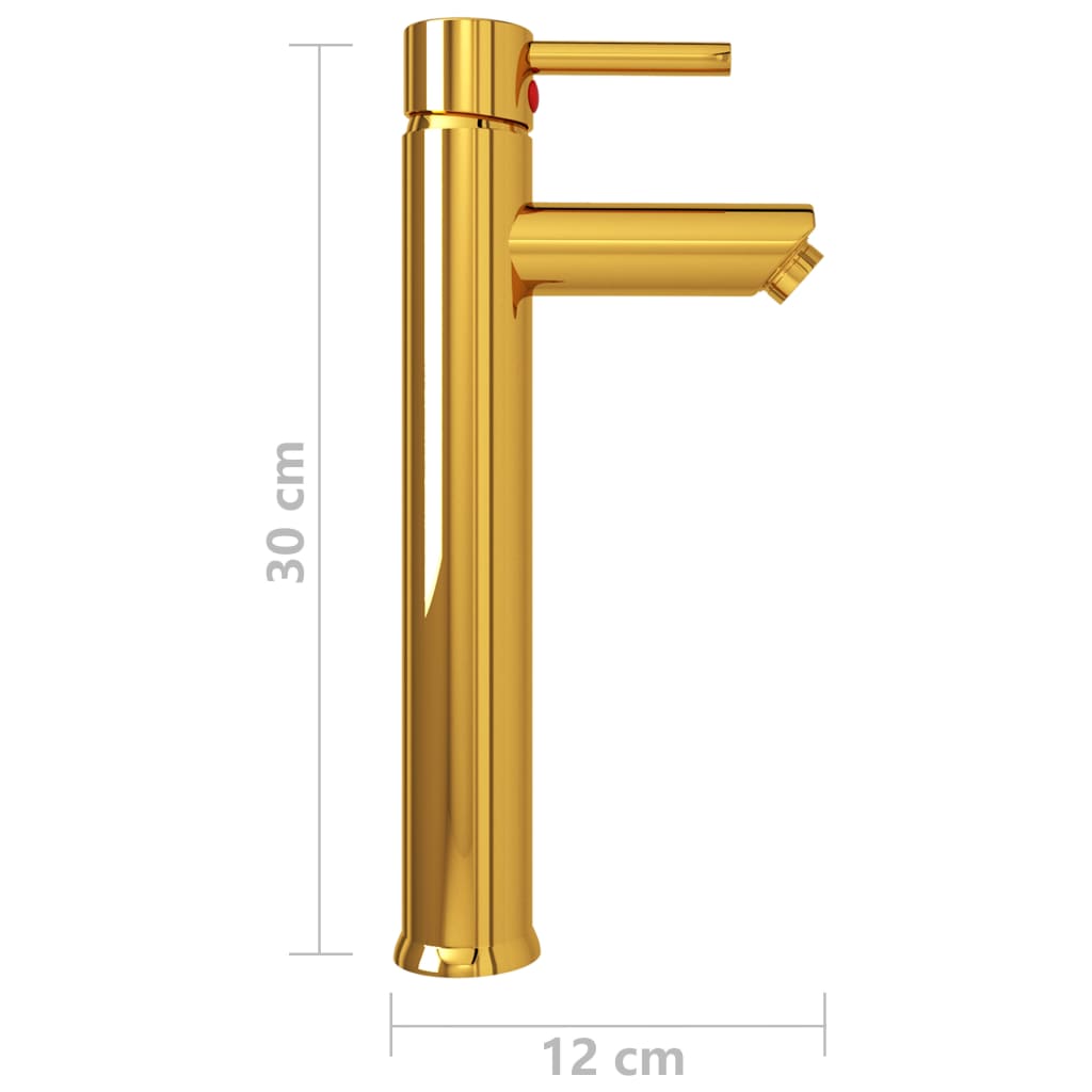 Grifo mezclador de cuarto de baño dorado 12x30 cm