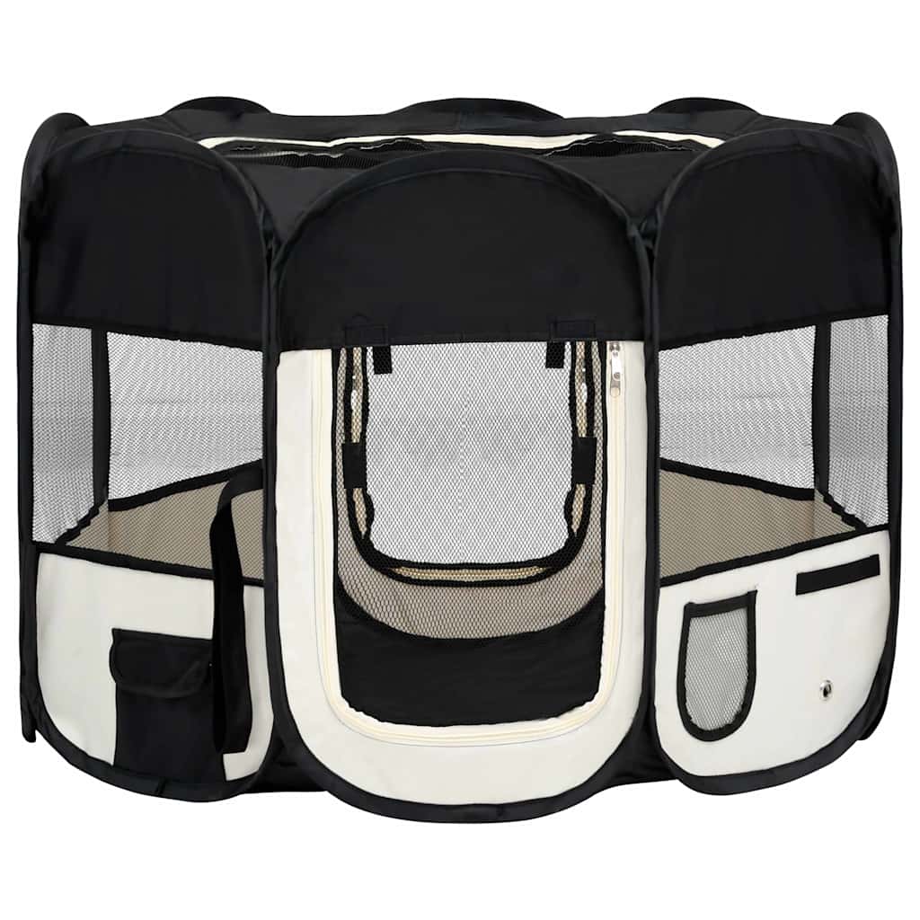 Parque de perros plegable bolsa de transporte negro 90x90x58 cm