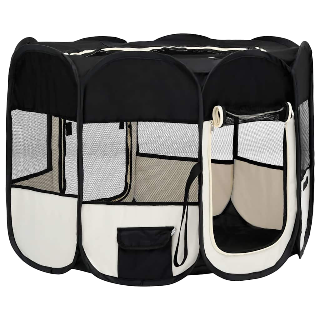 Parque de perros plegable bolsa de transporte negro 90x90x58 cm