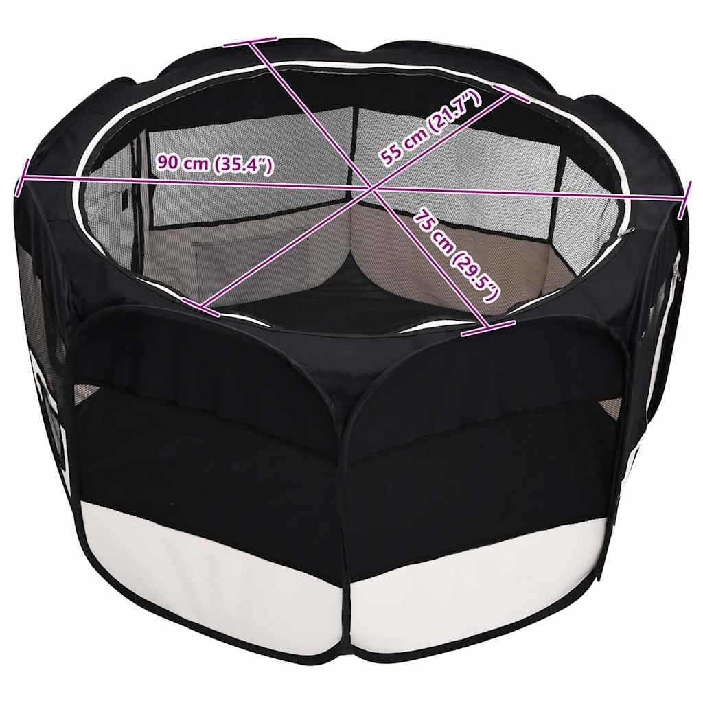 Parque de perros plegable bolsa de transporte negro 90x90x58 cm