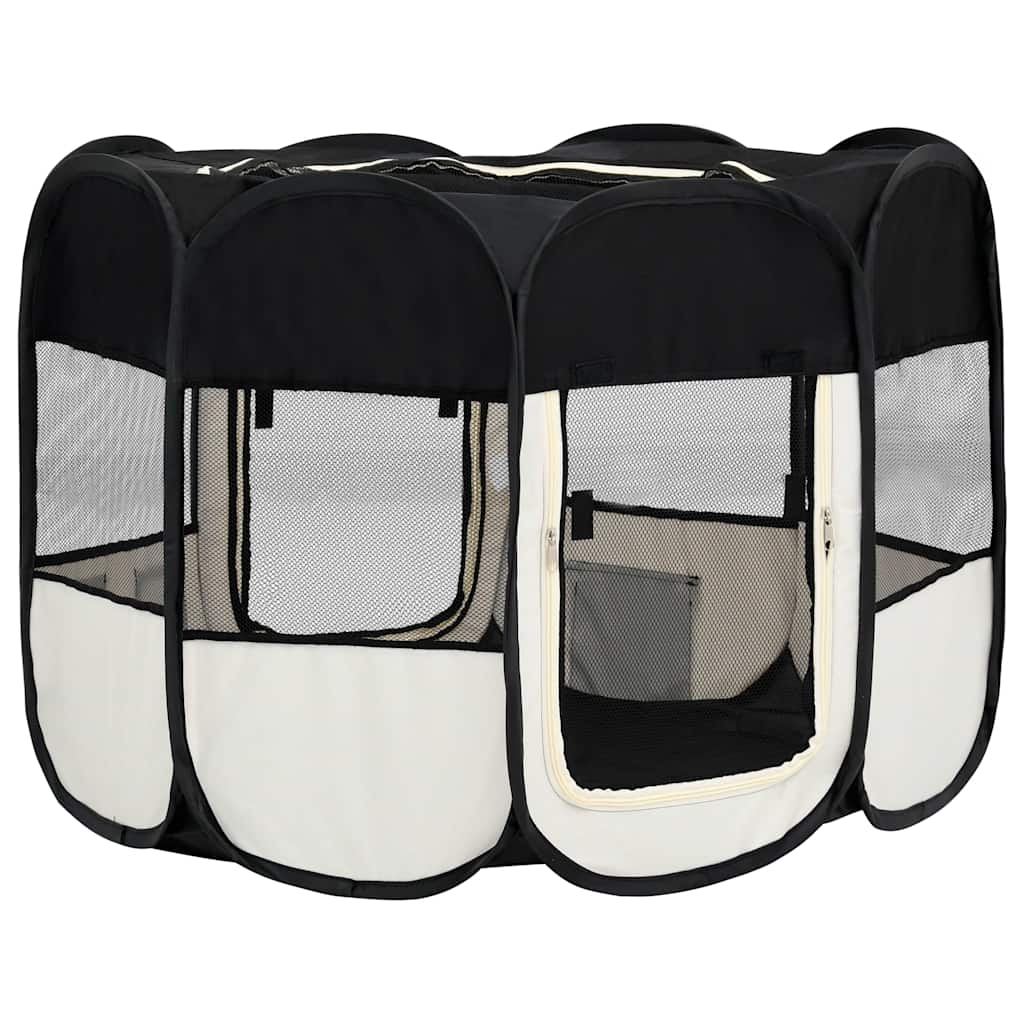 Parque de perros plegable bolsa de transporte negro 90x90x58 cm