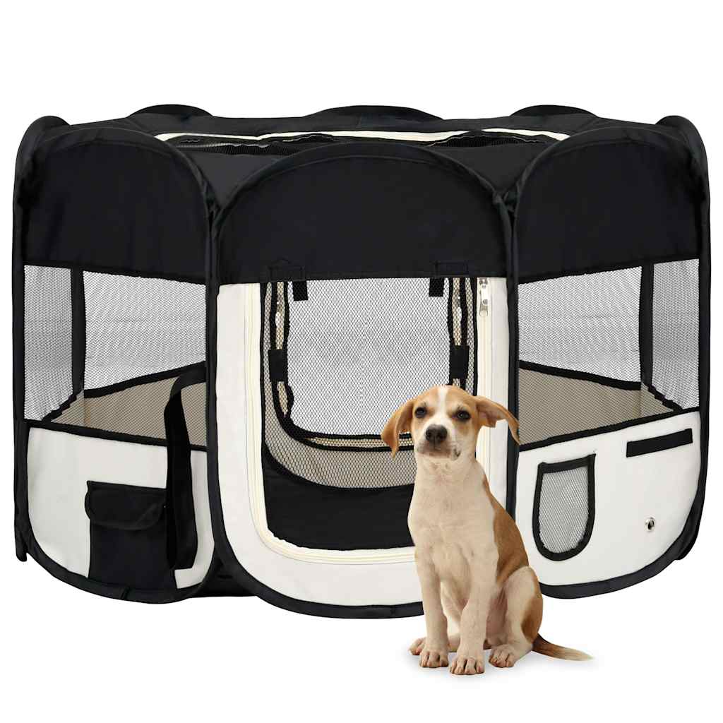 Parque de perros plegable bolsa de transporte negro 90x90x58 cm