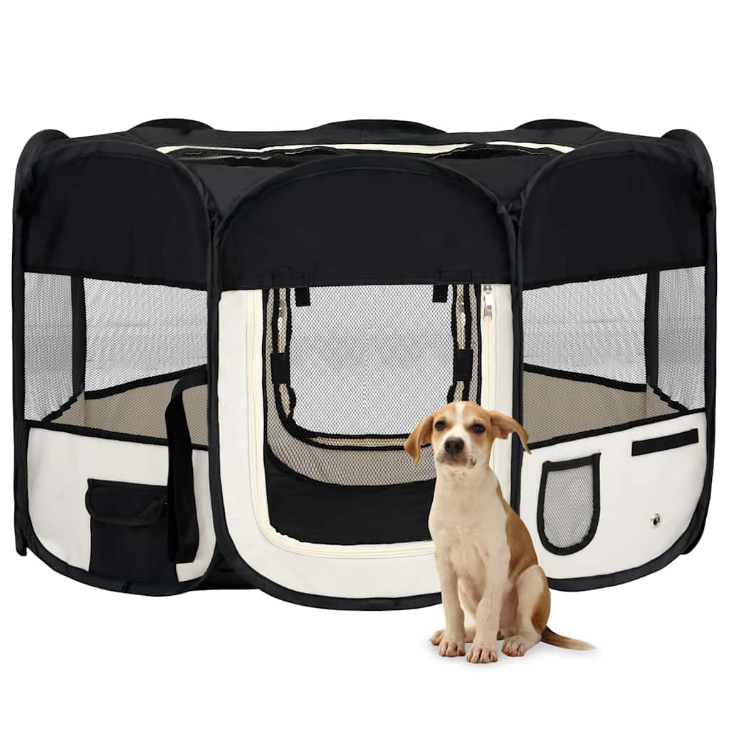 Parque de perros plegable bolsa de transporte negro 90x90x58 cm