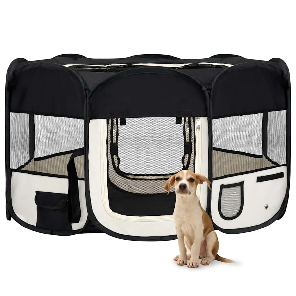 Parque de perros plegable bolsa de transporte negro 90x90x58 cm