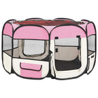 Parque de perros plegable y bolsa transporte rosa 110x110x58cm