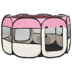 Parque de perros plegable y bolsa transporte rosa 110x110x58cm