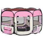 Parque de perros plegable y bolsa transporte rosa 110x110x58cm