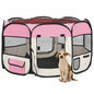 Parque de perros plegable y bolsa transporte rosa 110x110x58cm