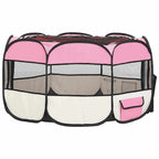 Parque de perros plegable y bolsa transporte rosa 125x125x61cm