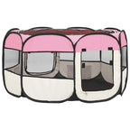 Parque de perros plegable y bolsa transporte rosa 125x125x61cm