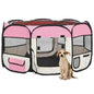 Parque de perros plegable y bolsa transporte rosa 125x125x61cm