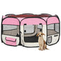 Parque de perros plegable y bolsa transporte rosa 125x125x61cm