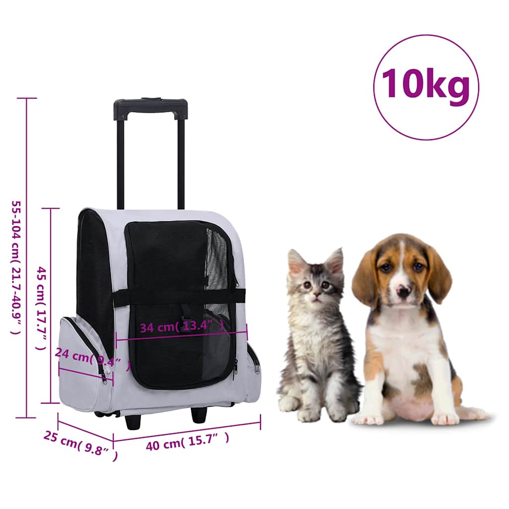 Carro plegable para mascotas multiusos gris