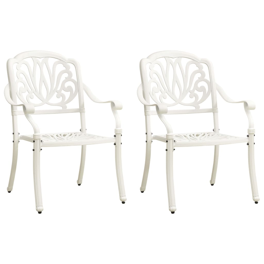 Garden chairs 2 units cast aluminium white