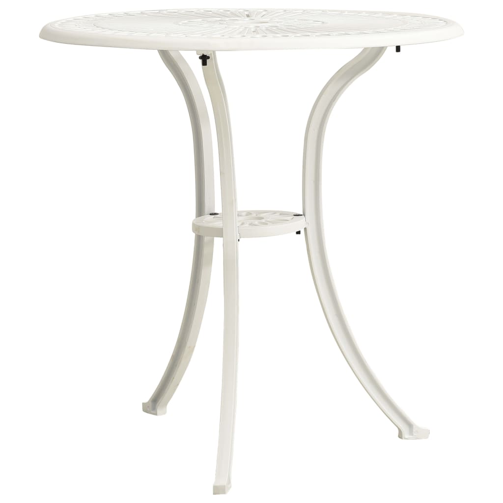 Mesa de jardín aluminio fundido blanco 62x62x65 cm