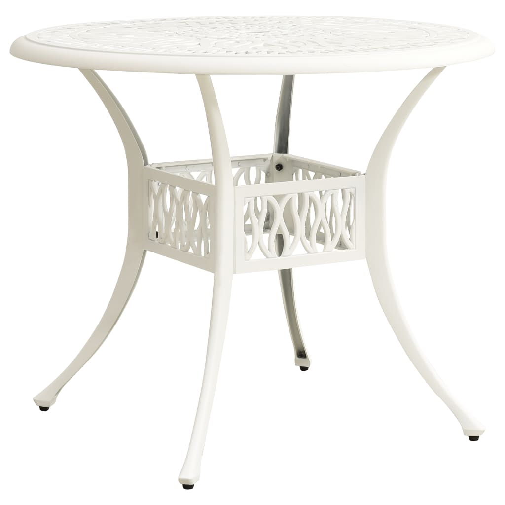 Mesa de jardín aluminio fundido blanca 78x78x72 cm