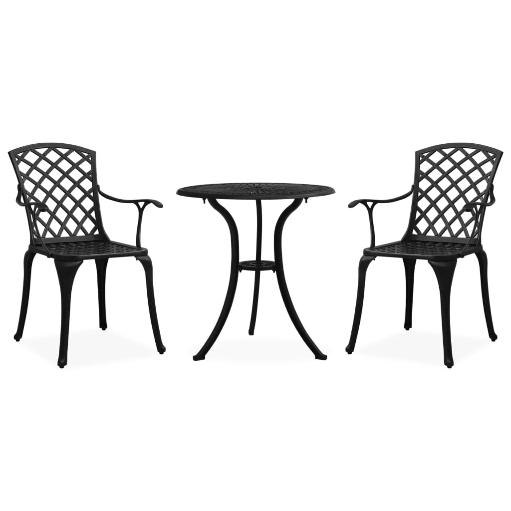 Mesa y sillas de bistró 3 piezas aluminio fundido blanco
