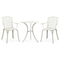Mesa y sillas de bistró 3 piezas aluminio fundido blanco