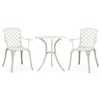 Mesa y sillas de bistró 3 piezas aluminio fundido blanco