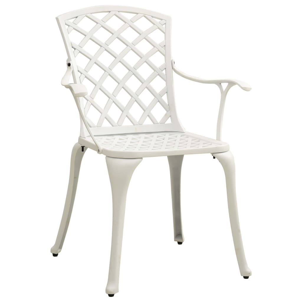 Mesa y sillas de bistró 3 piezas aluminio fundido blanco